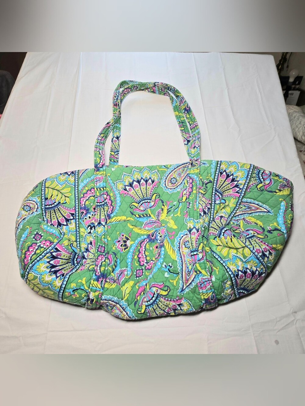 Vera Bradley Emerald Paisley Large Duffel Weekender Retired 2014 Travel Bag